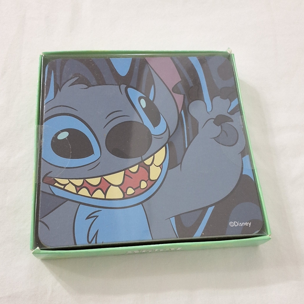 NEW Disney Stitch Set Of 4 Wood Coasters (4" x 4")
